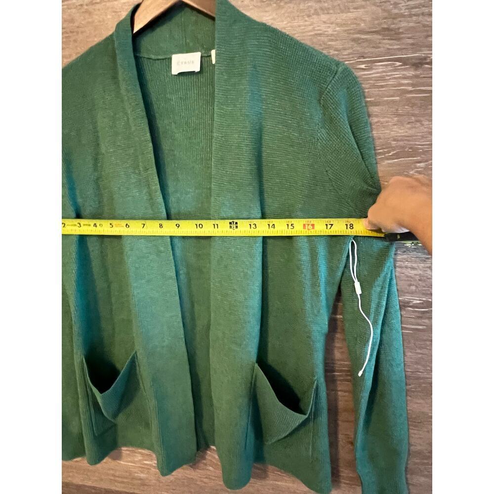 Cyrus cardigan opene pockets knit cotton sz small green career office fall - Picture 5 of 9